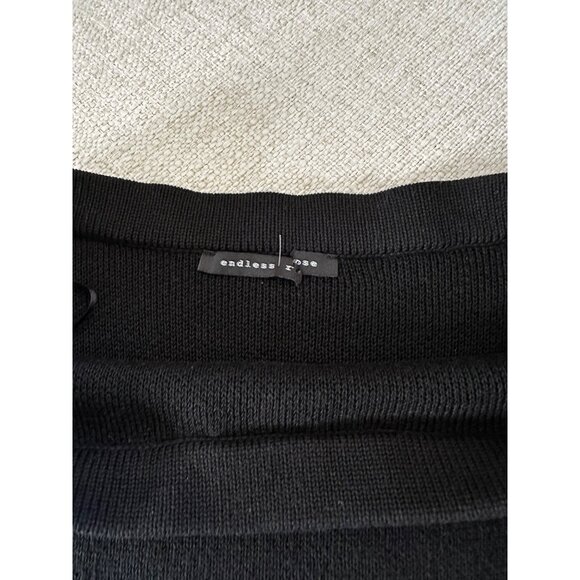 Endless Rose Black Tiered Women's  Ruffle Sleeve Sweater Off the Shoulder Small - Picture 4 of 5